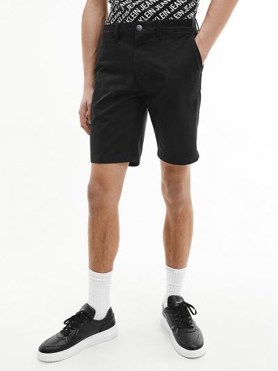 Calvin Klein Ruhák HU169101 | Calvin Klein Cotton Twill Chino Férfi Rövidnadrág Fekete